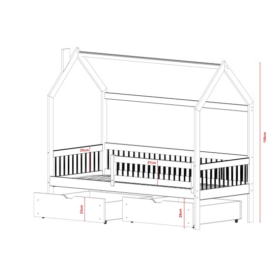 OSKAR 80x200 grey childrens house bed Lano Furniture OSKAR 80x200 grey childrens house bed Lano Furniture