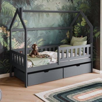 NATAN 80x200 graphite children's house bed Lano Furniture