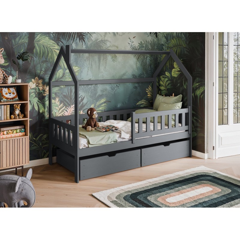 NATAN 90x190 graphite childrens house bed Lano Furniture