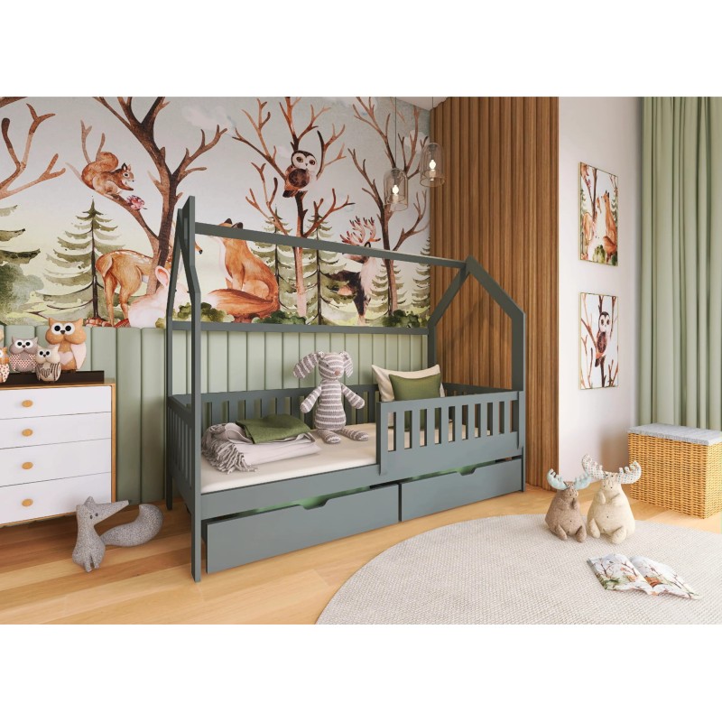 NATAN 90x190 graphite childrens house bed Lano Furniture