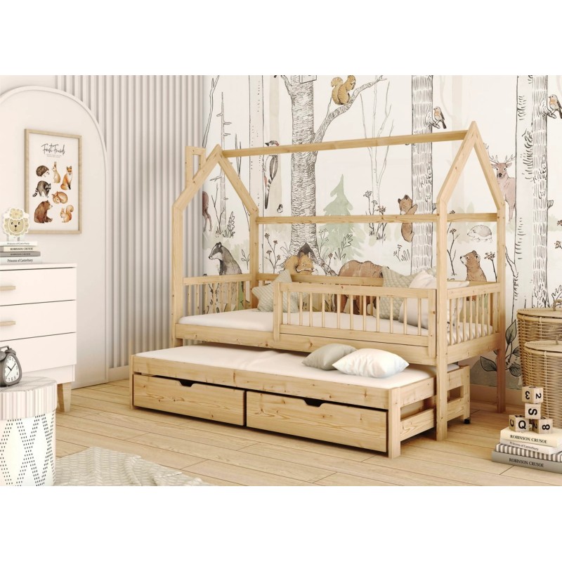 PAPI 80x160 pine childrens house bed Lano Furniture