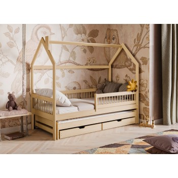 PAPI 90x200 pine children's house bed Lano Furniture