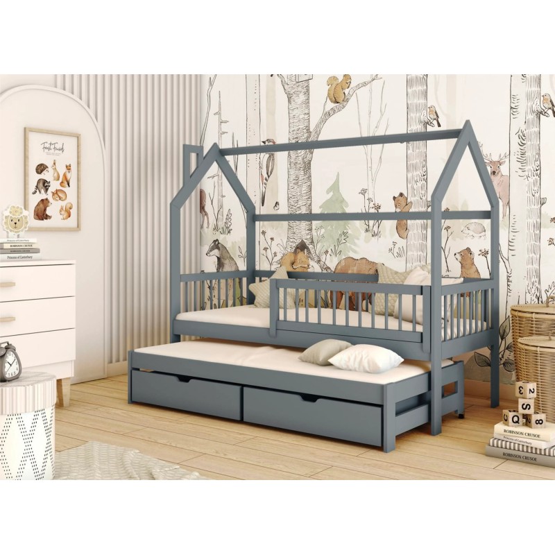 PAPI 80x160 graphite childrens house bed Lano Furniture