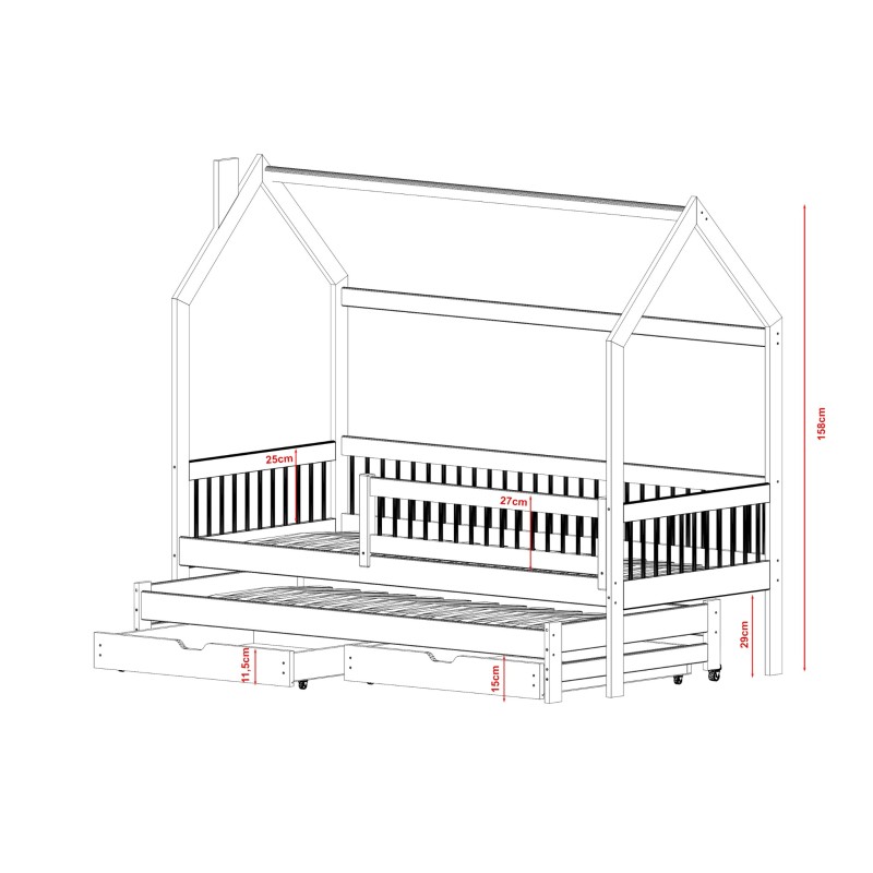 PAPI 80x200 graphite childrens house bed Lano Furniture