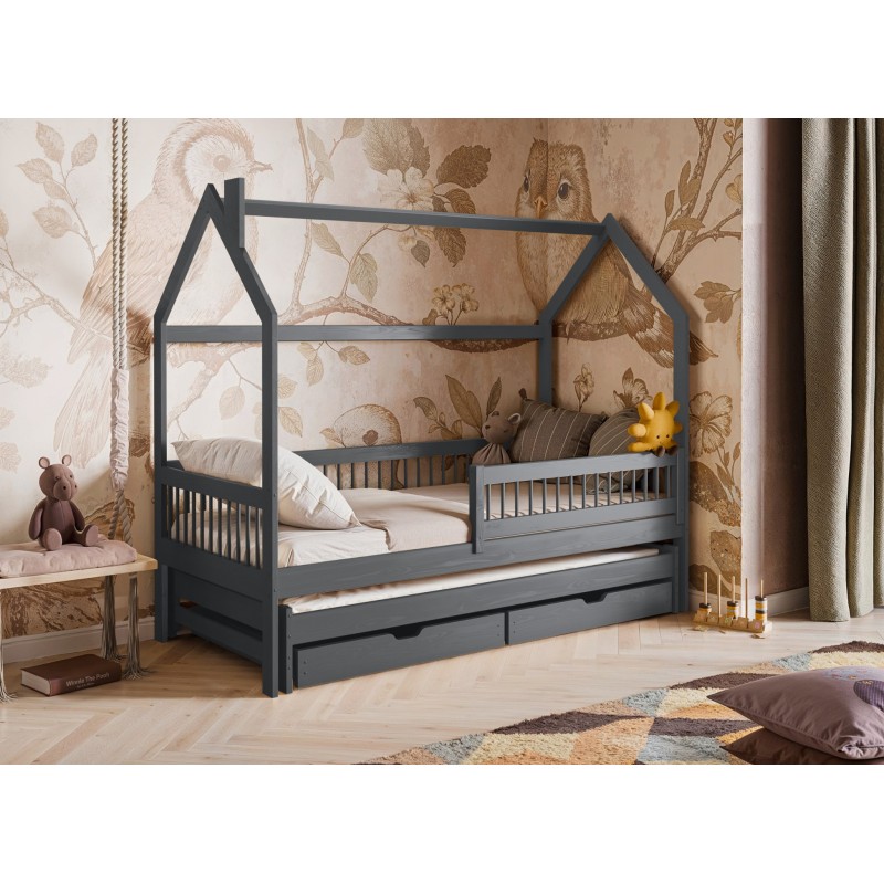 PAPI 90x200 graphite childrens house bed Lano Furniture