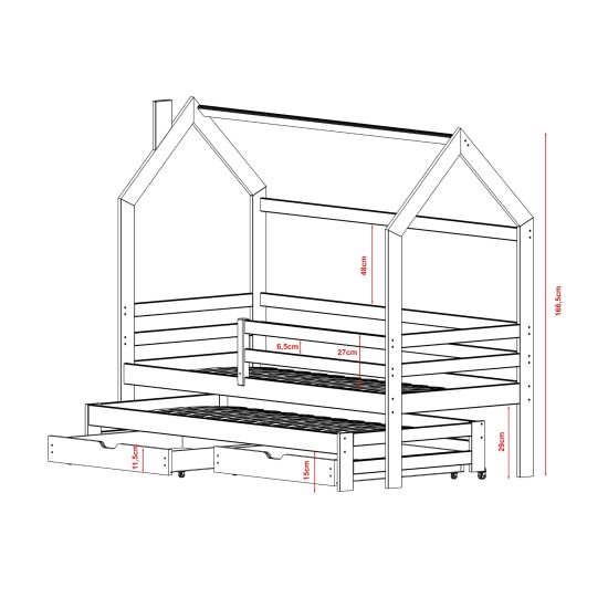 DISNEY 80x160 pine childrens house bed Lano Furniture DISNEY 80x160 pine childrens house bed Lano Furniture