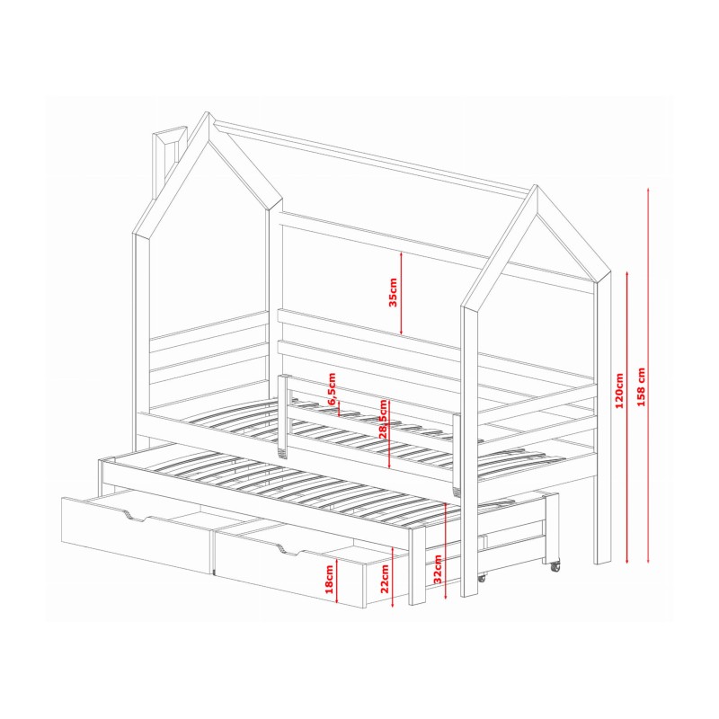 DISNEY 80x180 graphite childrens house bed Lano Furniture