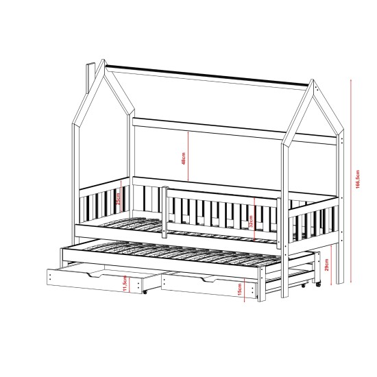 MONKEY 80x180 pine childrens house bed Lano Furniture MONKEY 80x180 pine childrens house bed Lano Furniture