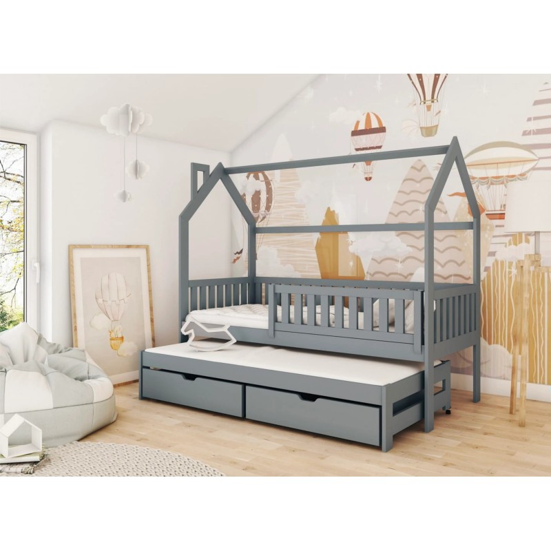 MONKEY 80x160 graphite childrens house bed Lano Furniture