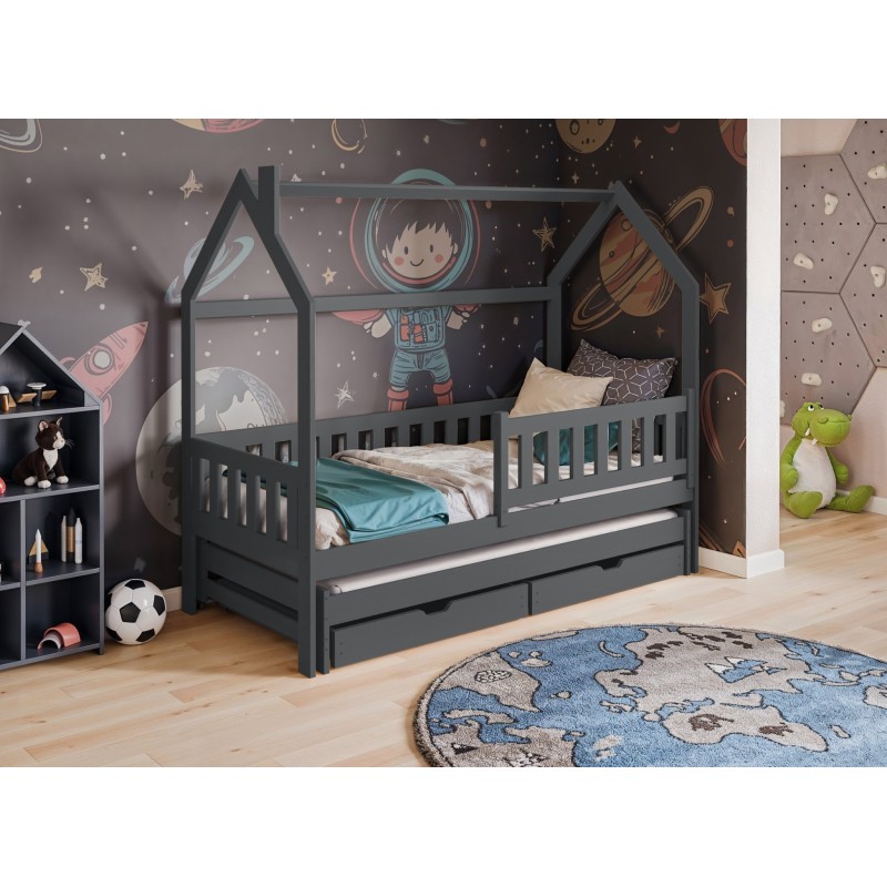 MONKEY 80x200 graphite childrens house bed Lano Furniture