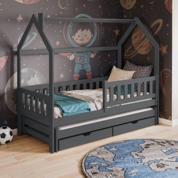 MONKEY 90x200 graphite children's house bed Lano Furniture