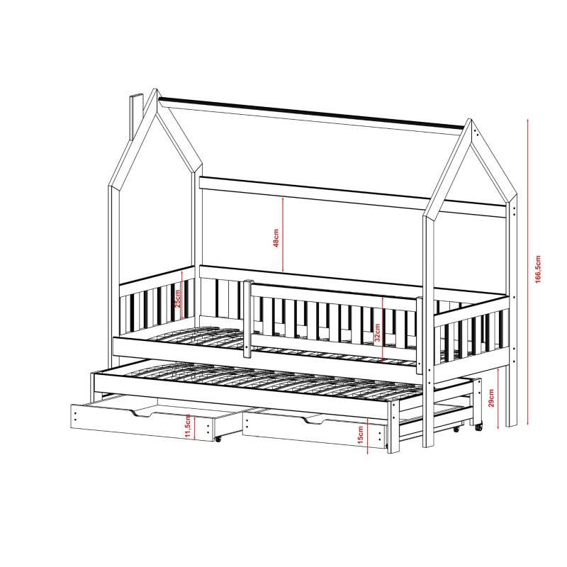 MONKEY 90x200 grey childrens house bed Lano Furniture