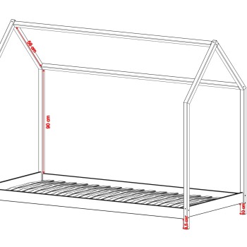 LUCKY 100x200 gray children's bed house Lano Furniture