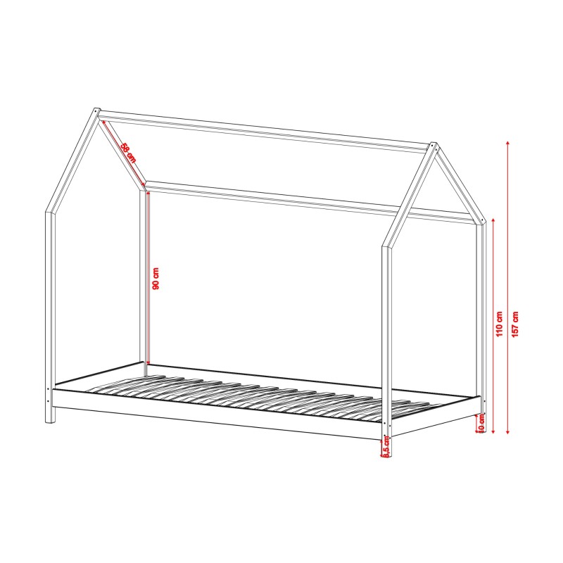 LUCKY 100x200 pine childrens bed house Lano Furniture