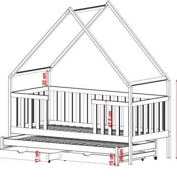 MAGIC 80x180 white bunk bed house Lano Furniture