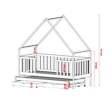 MAGIC 90x190 gray bunk bed house Lano Furniture