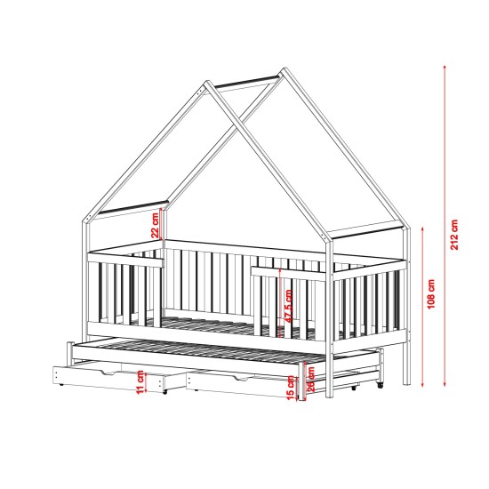 MAGIC 90x200 gray bunk bed house Lano Furniture MAGIC 90x200 gray bunk bed house Lano Furniture