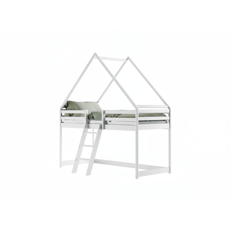 MOON 80x180 white childrens loft bed house Lano Furniture