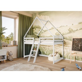 MOON 80x180 white children's loft bed house Lano Furniture