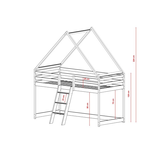 MOON 90x200 graphite childrens loft bed house Lano Furniture MOON 90x200 graphite childrens loft bed house Lano Furniture