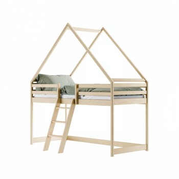 MOON 80x180 pine children's loft bed house Lano Furniture