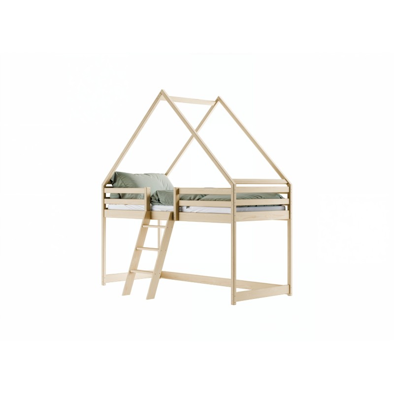 MOON 80x180 pine childrens loft bed house Lano Furniture