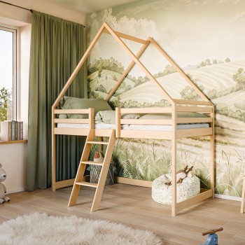 MOON 80x180 pine children's loft bed house Lano Furniture
