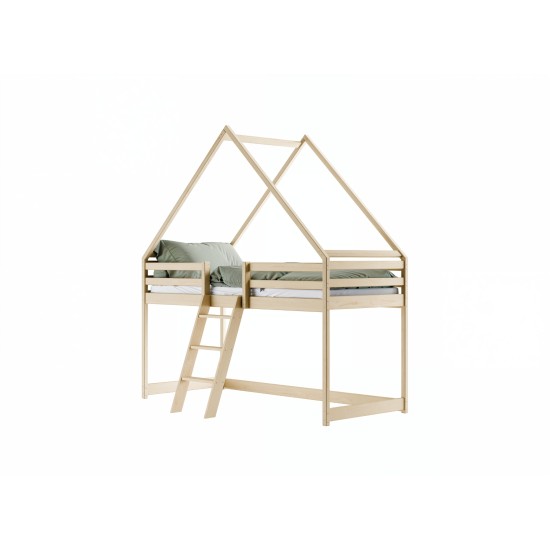 MOON 90x200 pine childrens loft bed house Lano Furniture MOON 90x200 pine childrens loft bed house Lano Furniture