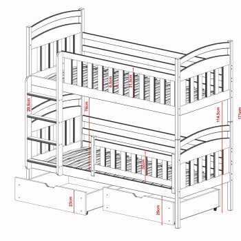 SEBUŚ 80x180 grey bunk bed Lano Furniture