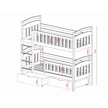 SEBUŚ 80x180 graphite bunk bed Lano Furniture
