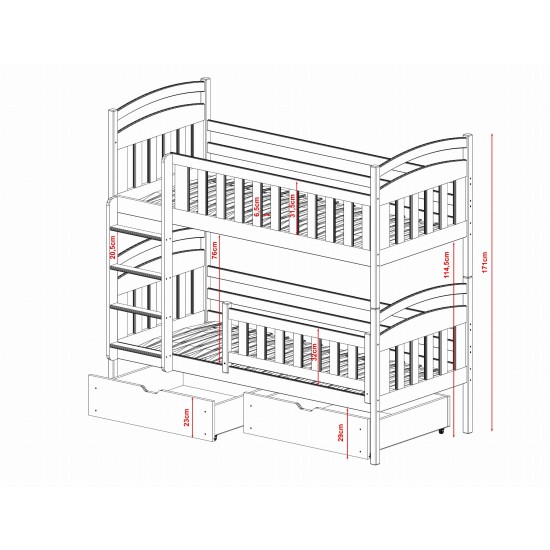 SEBUŚ 80x200 graphite bunk bed Lano Furniture SEBUŚ 80x200 graphite bunk bed Lano Furniture
