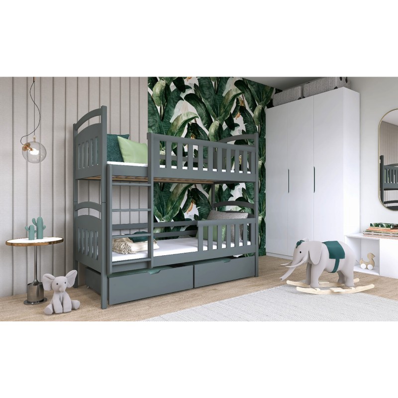 SEBUŚ 90x190 graphite bunk bed Lano Furniture