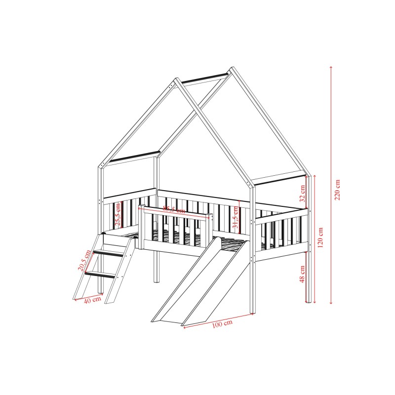 ANGEL 80x180 pine childrens bed Lano Furniture