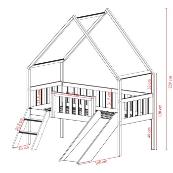ANGEL 80x180 graphite children's bed Lano Furniture