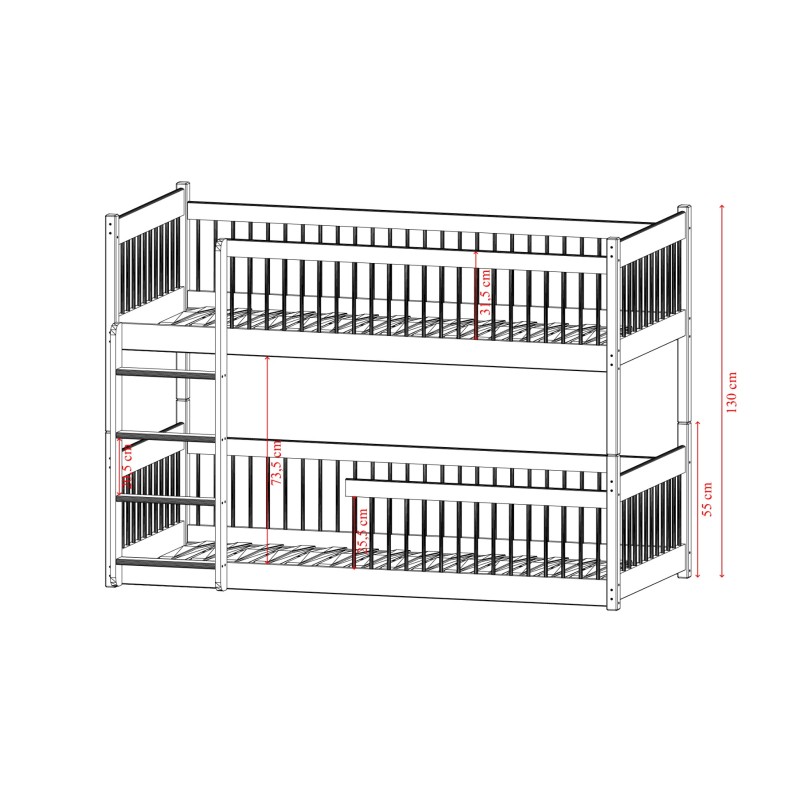 BOSTON 90x200 pine bunk bed Lano Furniture