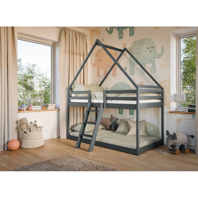 Παιδική Κουκέτα Σπιτάκι - SWEET 80x180 graphite