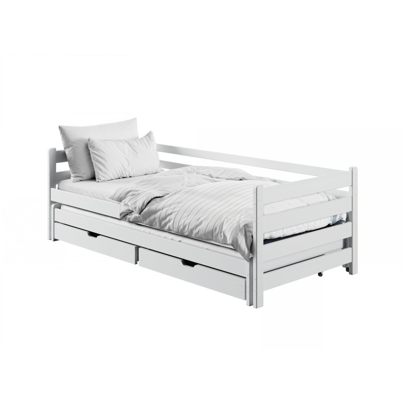HABI 90x200 white pull-out double bed Lano Furniture