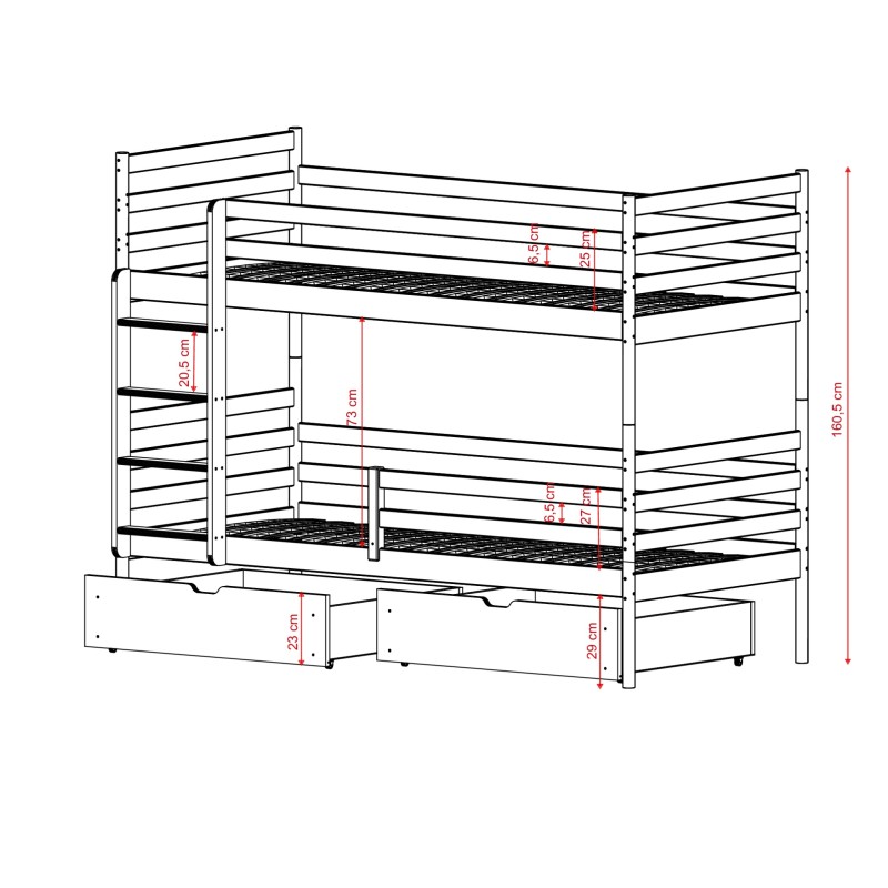 GUSTO 90x200 cashmere bunk bed Lano Furniture