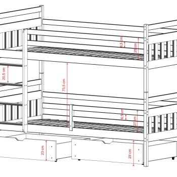 ADAŚ 90x200 olive bunk bed Lano Furniture
