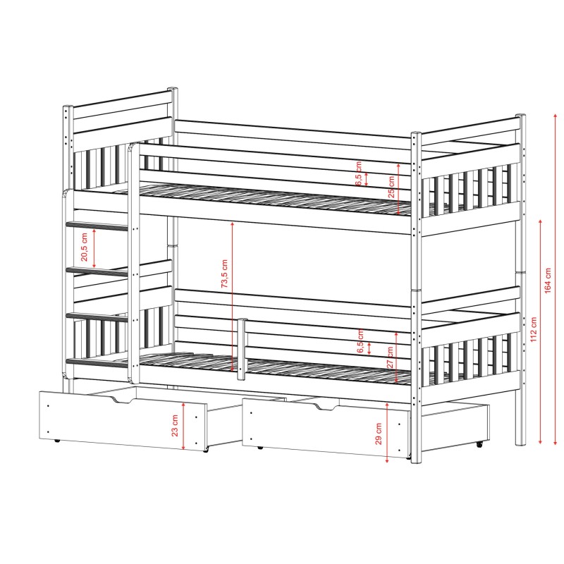 ADAŚ 90x200 olive bunk bed Lano Furniture