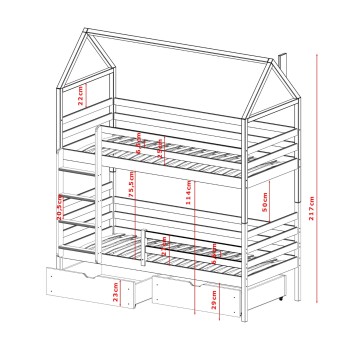 ALEX 80x160 olive bunk bed Lano Furniture