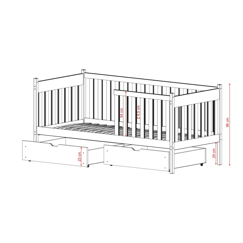 ALICJA 80x200 olive single childrens bed Lano Furniture
