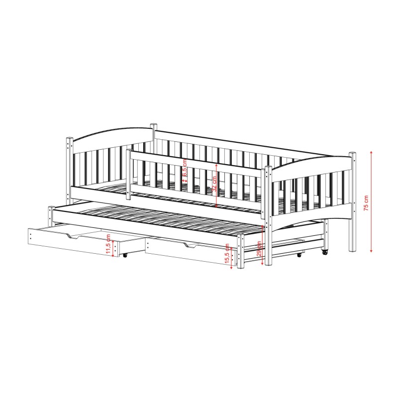 AMELKA 80x200 cashmere double trundle bed Lano Furniture