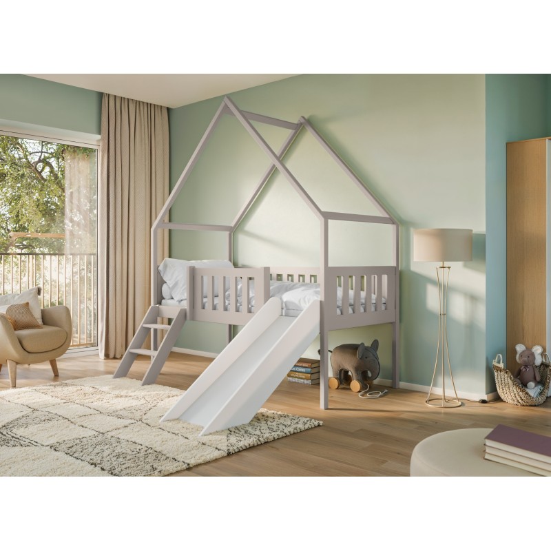 ANGEL 80x180 cashmere childrens bed house with slide Lano Furniture