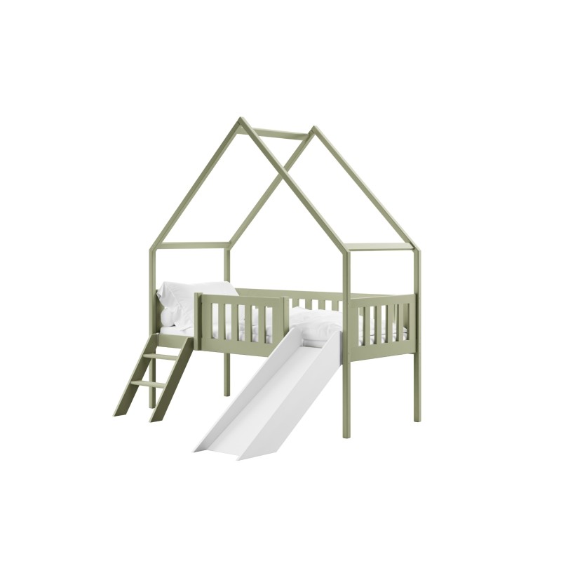 ANGEL 80x180 olive childrens bed house with slide Lano Furniture