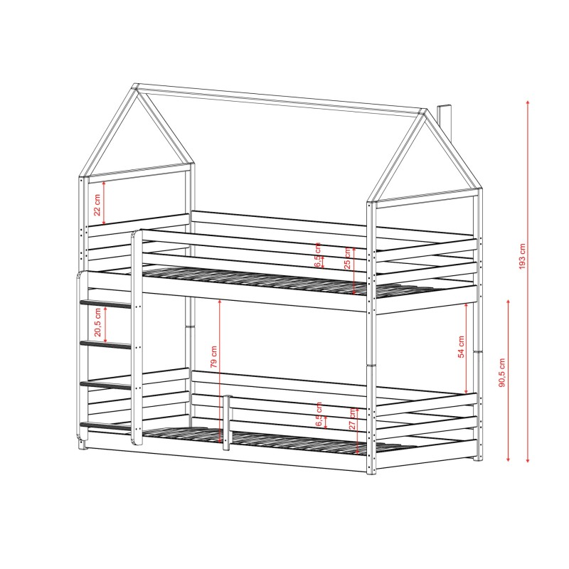 AXEL 80x180 olive bunk bed house Lano Furniture