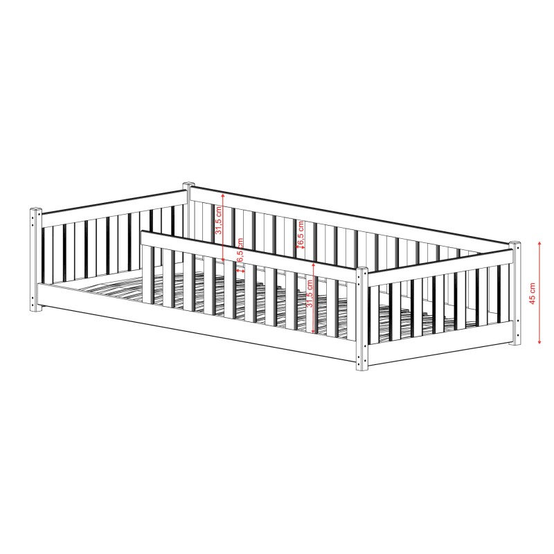 BELLA 80x180 cashmere Montessori floor bed for children Lano Furniture