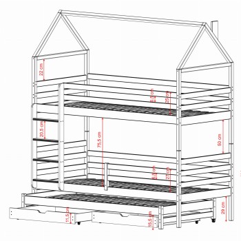 DALIA 80x160 olive bunk bed Lano Furniture