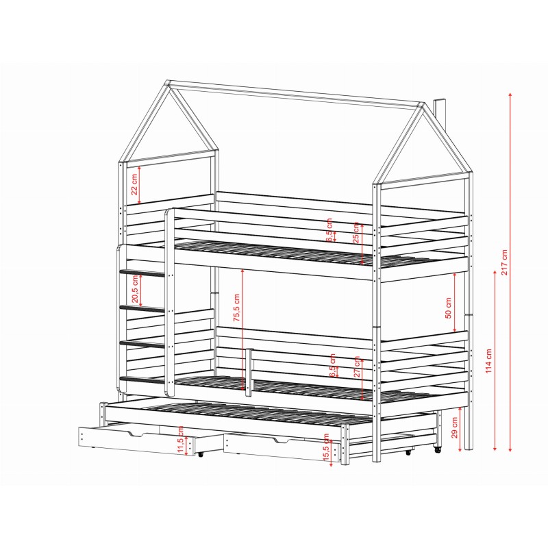 DALIA 80x160 olive bunk bed Lano Furniture