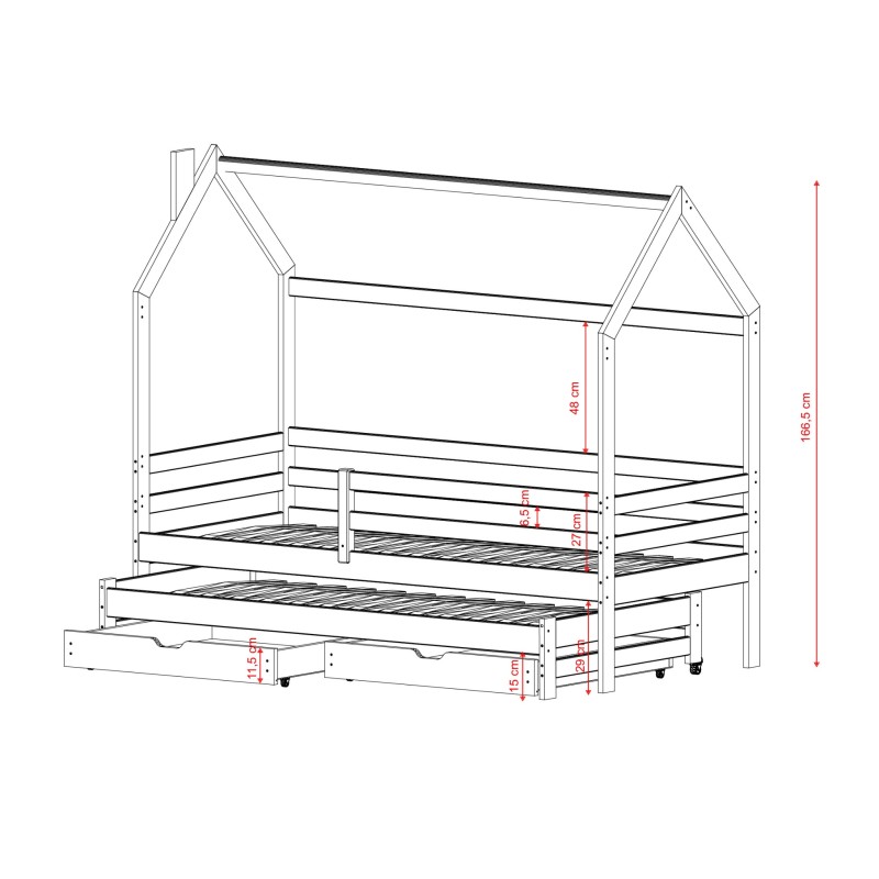 DANEK 80x180 olive childrens bed house Lano Furniture